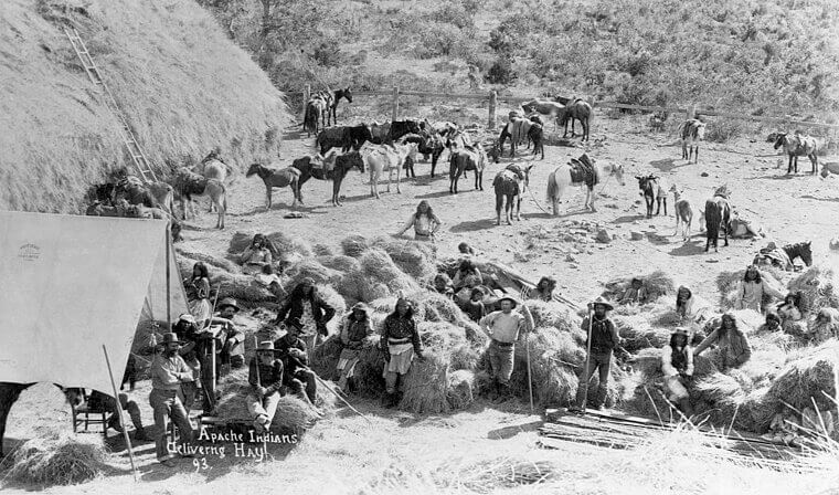 Apaches and Settlers Trading in Peace