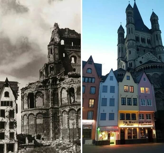 Cologne's Church St. Martin - 1946 & 2021